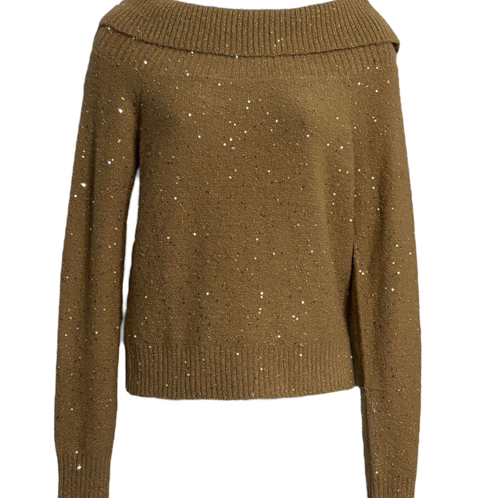 Elegant Brown Off-Shoulder Sweater